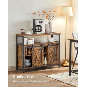 VASAGLE Sideboard Kitchen Cabinet 2 Sliding Barn Doors Adjustable Shelves in Brown Brown VASAGLE Sideboard Kitchen Cabinet 2 Sliding Barn Doors Adjustable Shelves in Brown Brown