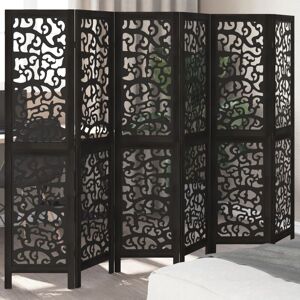 Berkfield Home Room Divider 6 Panels Black Solid Wood Paulownia Black Berkfield Home Room Divider 6 Panels Black Solid Wood Paulownia Black