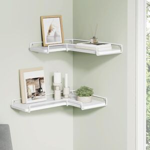 VASAGLE Set of 2 Floating Corner Wall Shelves Rack in White White VASAGLE Set of 2 Floating Corner Wall Shelves Rack in White White