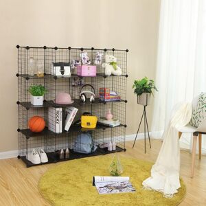 SONGMICS 16 Cube Metal Wire Storage DIY Modular Shelving Grids Organiser in Black Black SONGMICS 16 Cube Metal Wire Storage DIY Modular Shelving Grids Organiser in Black Black