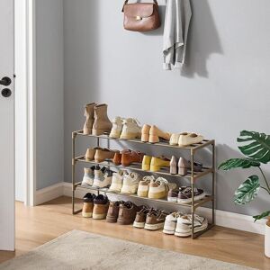 SONGMICS 3-Tier Stackable Metal Shoe Rack Upright or Upside-Down Storage in Brown Brown SONGMICS 3-Tier Stackable Metal Shoe Rack Upright or Upside-Down Storage in Brown Brown