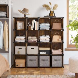 SONGMICS 16 Cube Modular Shoe Cabinet Wardrobe Pet Fence Storage Organiser in Dark Brown Dark Brown SONGMICS 16 Cube Modular Shoe Cabinet Wardrobe Pet Fence Storage Organiser in Dark Brown Dark Brown