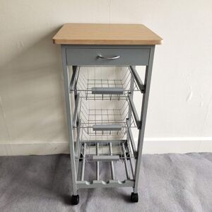 Hygrad Built to Survive Kitchen Trolley White Wooden 3 Tier Rolling Organiser (3 Basket + 1 Wine Rack) Utility Storage Cart w/ 3 Basket Drawers Grey Hygrad Built to Survive Kitchen Trolley White Wooden 3 Tier Rolling Organiser (3 Basket + 1 Wine Rack) Utility Storage Cart w/ 3 Basket Drawers Grey