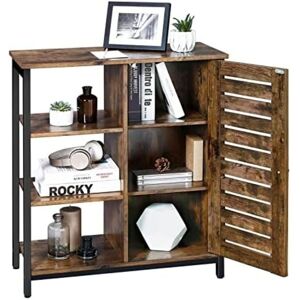 Hygrad Built to Survive 3 Tier Wood/Steel Industrial Rustic Cabinet Bookshelf Display Storage Unit Slatted Door Freestanding Sideboard Shelves Brown Hygrad Built to Survive 3 Tier Wood/Steel Industrial Rustic Cabinet Bookshelf Display Storage Unit Slatted Door Freestanding Sideboard Shelves Brown