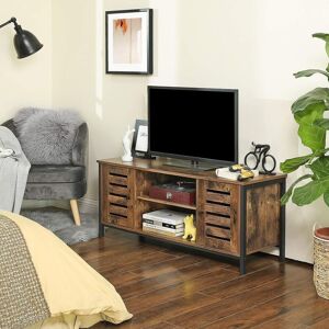 VASAGLE Industrial TV Stand Cabinet Shelves Storage Louvered Doors Playroom in Brown Brown VASAGLE Industrial TV Stand Cabinet Shelves Storage Louvered Doors Playroom in Brown Brown