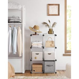 SONGMICS 6 Cube Modular Plastic Storage Organiser Shoe Rack Unit in White White SONGMICS 6 Cube Modular Plastic Storage Organiser Shoe Rack Unit in White White