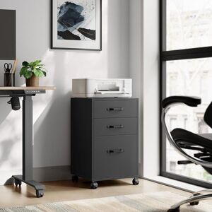 VASAGLE Rolling Document Storage Cabinet with Hanging File System in Black Black VASAGLE Rolling Document Storage Cabinet with Hanging File System in Black Black