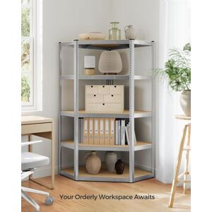 SONGMICS Garage Corner Storage Shelf 5 Tier Heavy Duty Metal Unit in Silver Silver SONGMICS Garage Corner Storage Shelf 5 Tier Heavy Duty Metal Unit in Silver Silver