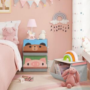 SONGMICS Set of 3 Kids Storage Stackable Toy Boxes Folding Organizers in Mid Grey Mid Grey SONGMICS Set of 3 Kids Storage Stackable Toy Boxes Folding Organizers in Mid Grey Mid Grey