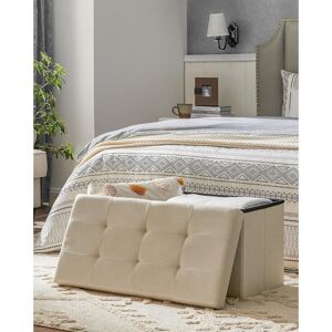 SONGMICS Medium Storage Ottoman Bench Folding Foot Rest End Bed Easy Assembly in Off-White Off-White SONGMICS Medium Storage Ottoman Bench Folding Foot Rest End Bed Easy Assembly in Off-White Off-White