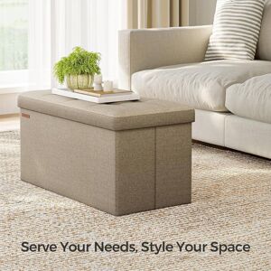 SONGMICS Medium Storage Ottoman Bench Folding Foot Rest End Bed Easy Assembly in Camel Camel SONGMICS Medium Storage Ottoman Bench Folding Foot Rest End Bed Easy Assembly in Camel Camel