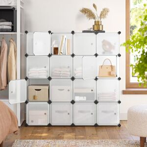 SONGMICS 16-Cube Stackable Storage Cabinet with Doors Wardrobe System in Soft White Soft White SONGMICS 16-Cube Stackable Storage Cabinet with Doors Wardrobe System in Soft White Soft White
