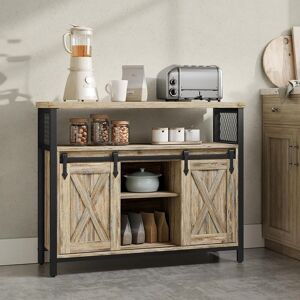VASAGLE Sideboard Kitchen Cabinet 2 Sliding Barn Doors Adjustable Shelves in Light Tan Light Tan VASAGLE Sideboard Kitchen Cabinet 2 Sliding Barn Doors Adjustable Shelves in Light Tan Light Tan