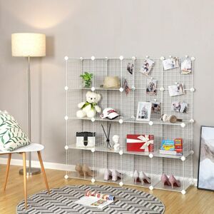 SONGMICS 16 Cube Metal Wire Storage DIY Modular Shelving Grids Organiser in White White SONGMICS 16 Cube Metal Wire Storage DIY Modular Shelving Grids Organiser in White White