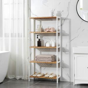 SONGMICS Bamboo 5 Tier Storage Shelf for Bathroom or Living Room in Natural Natural SONGMICS Bamboo 5 Tier Storage Shelf for Bathroom or Living Room in Natural Natural