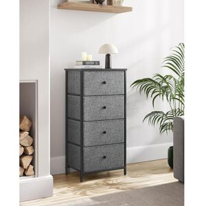 SONGMICS Bedroom Drawer Storage Unit with 4 Fabric Drawers Tall Design in Mid Grey Mid Grey SONGMICS Bedroom Drawer Storage Unit with 4 Fabric Drawers Tall Design in Mid Grey Mid Grey