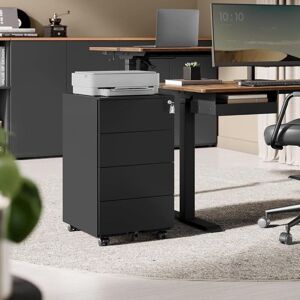 SONGMICS Lockable 4 Drawer Mobile File Cabinet Pre Assembled Office in Black Black SONGMICS Lockable 4 Drawer Mobile File Cabinet Pre Assembled Office in Black Black