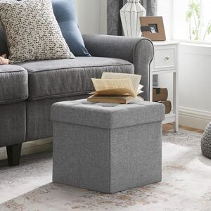 SONGMICS Small Storage Ottoman Cube Folding Foot Rest Easy Assembly Compact in Light Grey Light Grey SONGMICS Small Storage Ottoman Cube Folding Foot Rest Easy Assembly Compact in Light Grey Light Grey