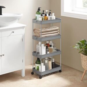 SONGMICS Tall 4 Tier Rolling Storage Trolley for Home & Office in Grey Grey SONGMICS Tall 4 Tier Rolling Storage Trolley for Home & Office in Grey Grey