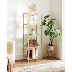 VASAGLE 5-Tier Tempered Glass Bookshelf Storage Rack Easy Assembly in Gold Gold VASAGLE 5-Tier Tempered Glass Bookshelf Storage Rack Easy Assembly in Gold Gold