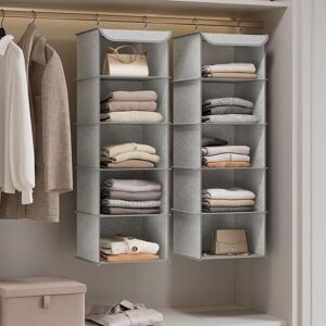 SONGMICS Vertical Closet Organizer Hanging Storage Collapsible Shelves in Light Grey Light Grey SONGMICS Vertical Closet Organizer Hanging Storage Collapsible Shelves in Light Grey Light Grey