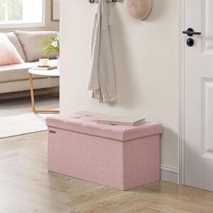 SONGMICS Medium Storage Ottoman Bench Folding Foot Rest End Bed Easy Assembly in Light Pink Light Pink SONGMICS Medium Storage Ottoman Bench Folding Foot Rest End Bed Easy Assembly in Light Pink Light Pink