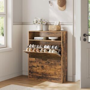 VASAGLE Wide Shoe Cabinet with 2 Flip Doors & 3 Tier Rack in Bronze Bronze VASAGLE Wide Shoe Cabinet with 2 Flip Doors & 3 Tier Rack in Bronze Bronze