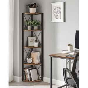 VASAGLE 5-Tier Corner Storage Shelf Multifunction Plant Stand Industrial in Brown Brown VASAGLE 5-Tier Corner Storage Shelf Multifunction Plant Stand Industrial in Brown Brown