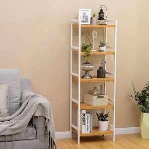 SONGMICS 5 Tier Bamboo Rack for Bathroom Kitchen or Bedroom Use in Natural Natural SONGMICS 5 Tier Bamboo Rack for Bathroom Kitchen or Bedroom Use in Natural Natural