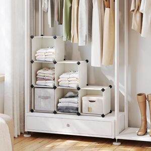 SONGMICS 6 Cube Modular Plastic Storage Organiser Shoe Rack Unit in Cream Cream SONGMICS 6 Cube Modular Plastic Storage Organiser Shoe Rack Unit in Cream Cream