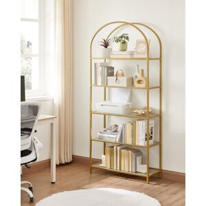 VASAGLE 5-Tier Tempered Glass Shelving Unit Arched Design Steel Frame in Gold Gold VASAGLE 5-Tier Tempered Glass Shelving Unit Arched Design Steel Frame in Gold Gold