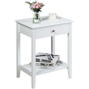 Costway Wooden Bedside Tables Nightstand End Sofa Side Tables with Drawer & Open Shelf in White White Costway Wooden Bedside Tables Nightstand End Sofa Side Tables with Drawer & Open Shelf in White White