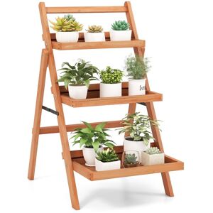 Costway 3-Tier Plant Stand Outdoor Indoor Foldable Flower Racks Display Shelf in Natural Natural Costway 3-Tier Plant Stand Outdoor Indoor Foldable Flower Racks Display Shelf in Natural Natural