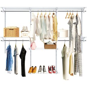 Costway Wall Mounted Closet System Metal Hanging Storage Organizer Rack with Hanging Rod in White White Costway Wall Mounted Closet System Metal Hanging Storage Organizer Rack with Hanging Rod in White White