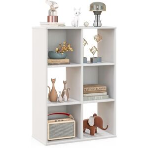 Costway 6Cube Bookshelf 4Tier Bookcase Floor Display Shelf Open Storage Organizer in White White Costway 6Cube Bookshelf 4Tier Bookcase Floor Display Shelf Open Storage Organizer in White White