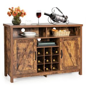 Costway Buffet Storage Cabinet Farmhouse Sideboard w/9-Bottle Wine Rack-Coffee in Dark Brown Dark Brown Costway Buffet Storage Cabinet Farmhouse Sideboard w/9-Bottle Wine Rack-Coffee in Dark Brown Dark Brown