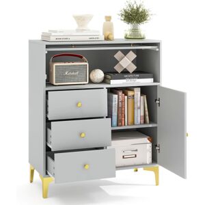 Costway Wooden Chest of Drawers 3-Drawer Dresser Storage Cabinet Chest Cupboard Organiser Unit in Grey Grey Costway Wooden Chest of Drawers 3-Drawer Dresser Storage Cabinet Chest Cupboard Organiser Unit in Grey Grey