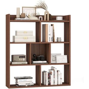 Costway 7 Cubes Open-back Bookshelf Storage Display Shelf Wooden Bookcase Walnut Walnut Costway 7 Cubes Open-back Bookshelf Storage Display Shelf Wooden Bookcase Walnut Walnut