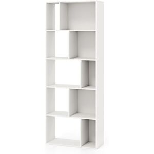 Costway 5-tier Bookshelf Bookcase Home Organizer Display Shelf in White White Costway 5-tier Bookshelf Bookcase Home Organizer Display Shelf in White White