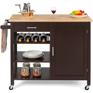 Costway Kitchen Island Storage Trolley Rolling Cart Shelves Cupboard Cabinet w/ Wine Rack Multicolor Costway Kitchen Island Storage Trolley Rolling Cart Shelves Cupboard Cabinet w/ Wine Rack Multicolor