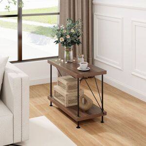 Costway 2-Tier Multipurpose Display Rack Industrial Storage Shelving Unit in Walnut Walnut Costway 2-Tier Multipurpose Display Rack Industrial Storage Shelving Unit in Walnut Walnut