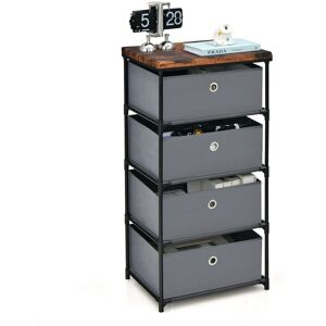 Costway 4 Drawer Fabric Dresser Storage 4-Tier Organizer Tower Dresser Nightstand w/ Drawers in Grey Grey Costway 4 Drawer Fabric Dresser Storage 4-Tier Organizer Tower Dresser Nightstand w/ Drawers in Grey Grey