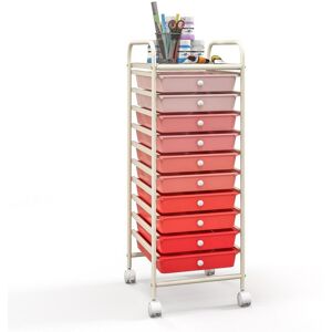 Costway 10 Drawers Storage Trolley Mobile Rolling Utility Cart Home Office Organizer in Pink Pink Costway 10 Drawers Storage Trolley Mobile Rolling Utility Cart Home Office Organizer in Pink Pink
