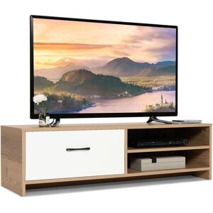 Costway TV Stand for 55 Inches TVs Wooden TV Console Table with 2 Open Shelf & Drawer in Natural Natural Costway TV Stand for 55 Inches TVs Wooden TV Console Table with 2 Open Shelf & Drawer in Natural Natural