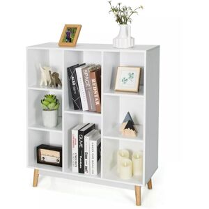 Costway 8-Cube Storage Bookcase Wooden Bookshelf Side Cabinet Freestanding Display Rack in White White Costway 8-Cube Storage Bookcase Wooden Bookshelf Side Cabinet Freestanding Display Rack in White White