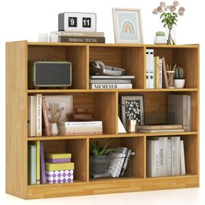 Costway Wood Storage Cube Bookcase 3 Tier 8 Cube Open Shelf Storage Cabinet in Yellow Yellow Costway Wood Storage Cube Bookcase 3 Tier 8 Cube Open Shelf Storage Cabinet in Yellow Yellow