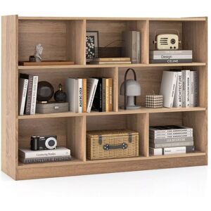 Costway Wood Storage Cube Bookcase 3 Tier 8 Cube Open Shelf Storage Cabinet in Natural Natural Costway Wood Storage Cube Bookcase 3 Tier 8 Cube Open Shelf Storage Cabinet in Natural Natural