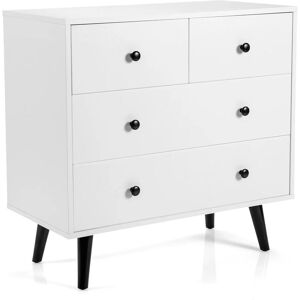 Costway 4-Drawer Dresser Modern Storage Chest Cabinet Wooden Drawer Organizer in White White Costway 4-Drawer Dresser Modern Storage Chest Cabinet Wooden Drawer Organizer in White White