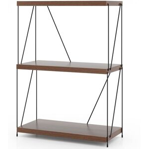 Costway 3 Tiers Freestanding Bookshelf 85 cm Display Rack Industrial Storage Shelving Unit in Walnut Walnut Costway 3 Tiers Freestanding Bookshelf 85 cm Display Rack Industrial Storage Shelving Unit in Walnut Walnut
