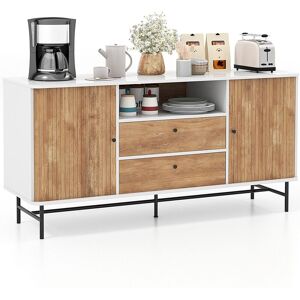 Costway Wooden Buffet Cabinet Storage Sideboard Bar Station w/ Sliding Tambour Doors in White White Costway Wooden Buffet Cabinet Storage Sideboard Bar Station w/ Sliding Tambour Doors in White White